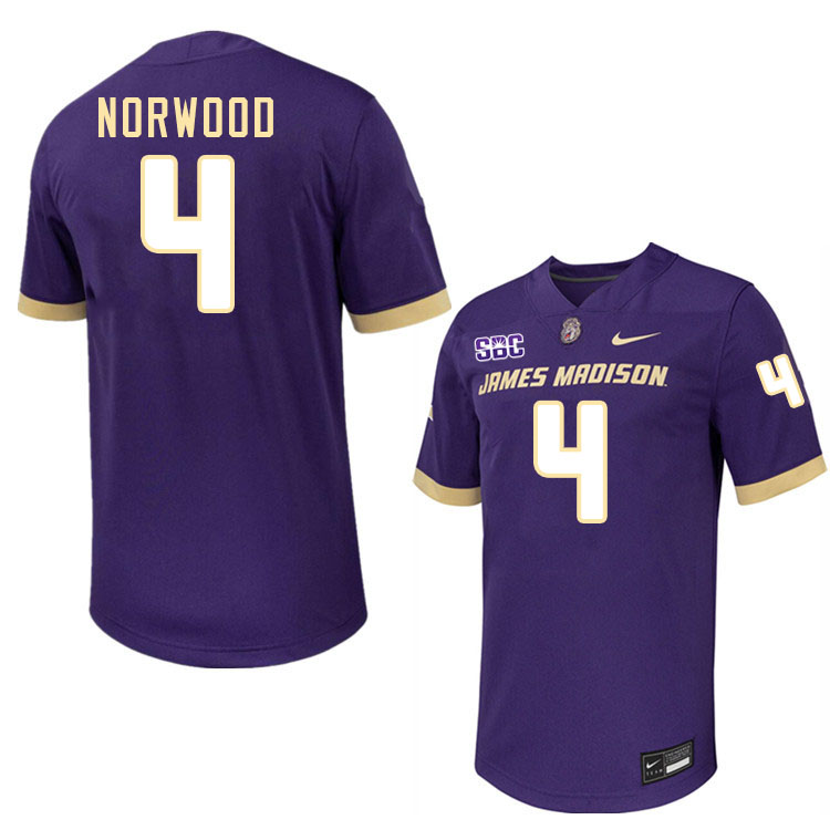 #4 Scott Norwood JMU Jersey,James Madison Dukes Football Jerseys Stitched-Purple